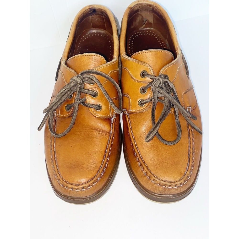 Allen Edmonds Eastport Leather Casual Boat Shoes Slip On Lace Up Tan Men’s 8.5 D - Picture 14 of 15